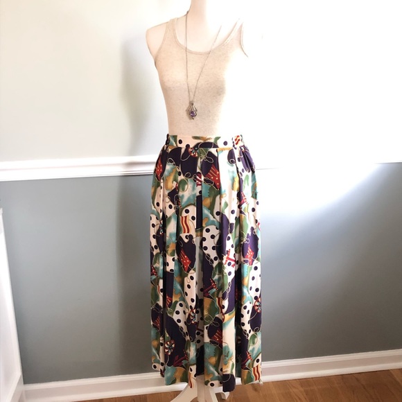 Vintage Skirts Vintage Unique Map Geography Skirt Jewel Tones Poshmark